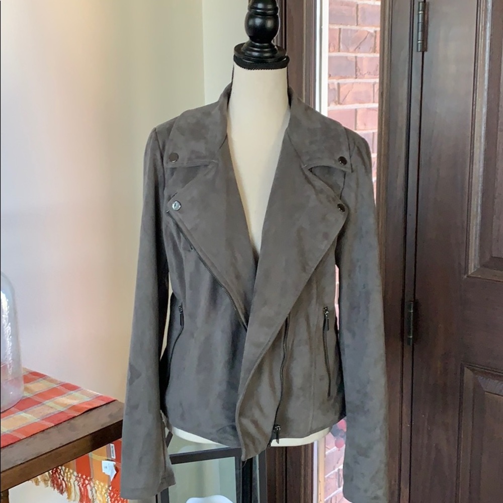 Bagatelle Faux Suede Moto Jacket, Size L